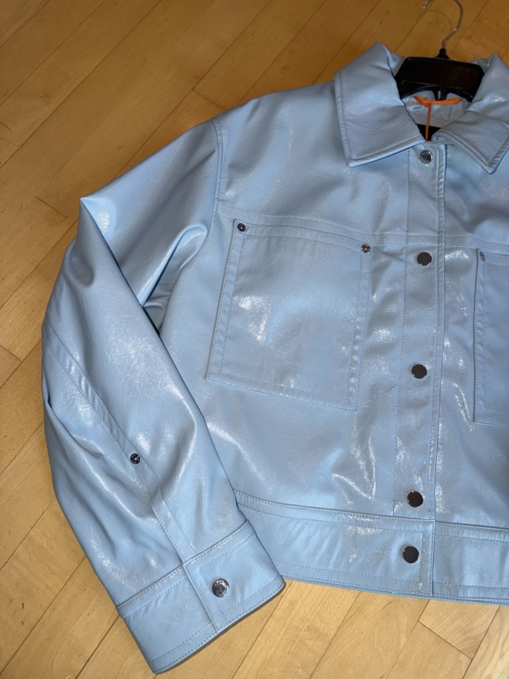 NEW BOSS patent faux leather jacket w press stud buttons, 12, GP1540 - Picture 7 of 8